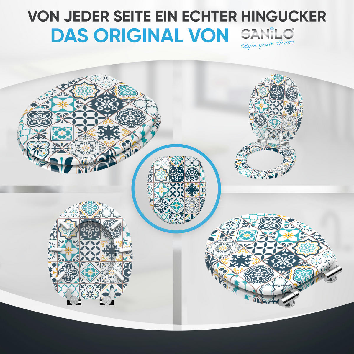 WC Sitz mit Absenkautomatik Palazzo - Blau, Holzwerkstoff (38/6/47cm) - Sanilo