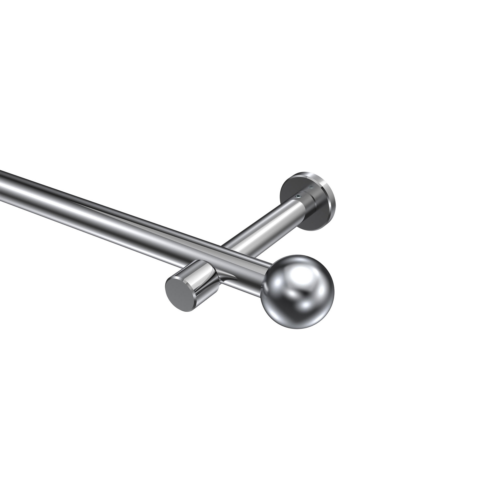 GARDINENSTANGEN-SET Prestige Luino 360 cm (geteilt in 2 x 180 cm), 1-läufig (ohne Ringe), 20 mm Ø Chrom - Chromfarben, Metall (360cm) - INTERDECO