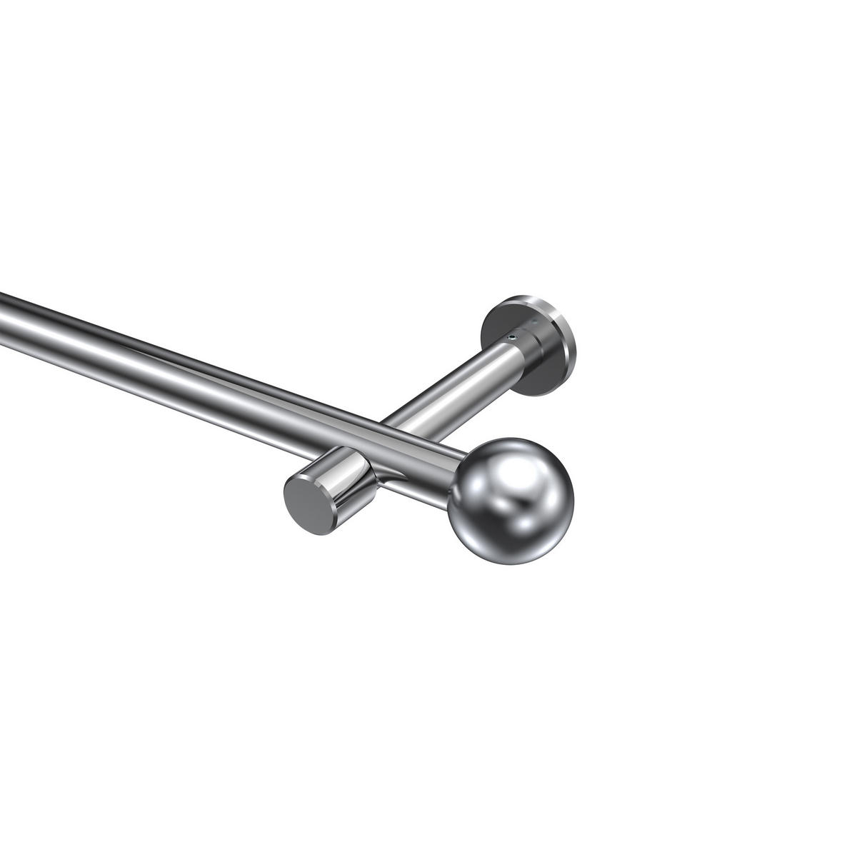 GARDINENSTANGEN-SET Prestige Luino 240 cm (geteilt in 2 x 120 cm), 1-läufig (ohne Ringe), 20 mm Ø Chrom - Chromfarben, Metall (240cm) - INTERDECO