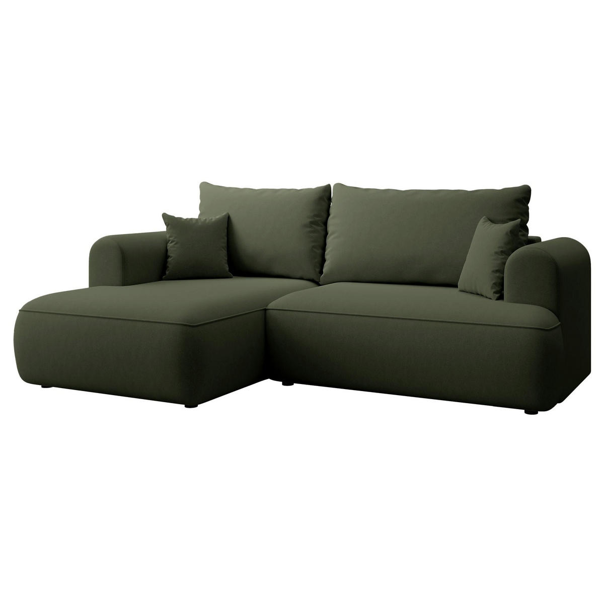 ROHOVÁ rozkládací pohovka Ovo Mini olivově zelená, sametový potah Easy-Clean - černá/olivově zelená, textil/plast (238/156cm) - Selsey