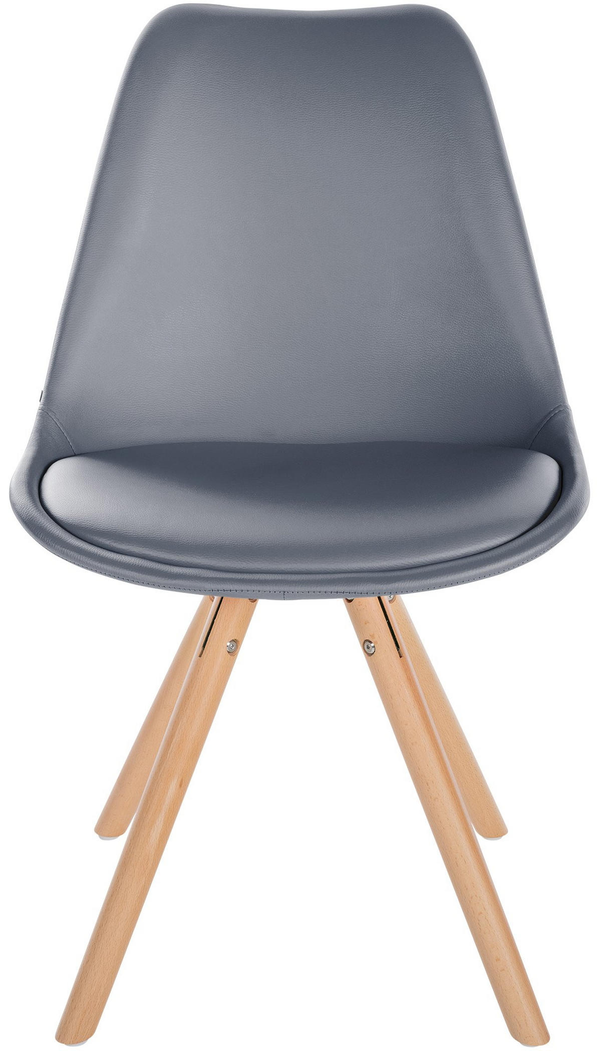 STUHL 4er Set Lederlook grau - Eukalyptusholzfarben/Grau, Holz/Textil (48/81/54cm) - CLP