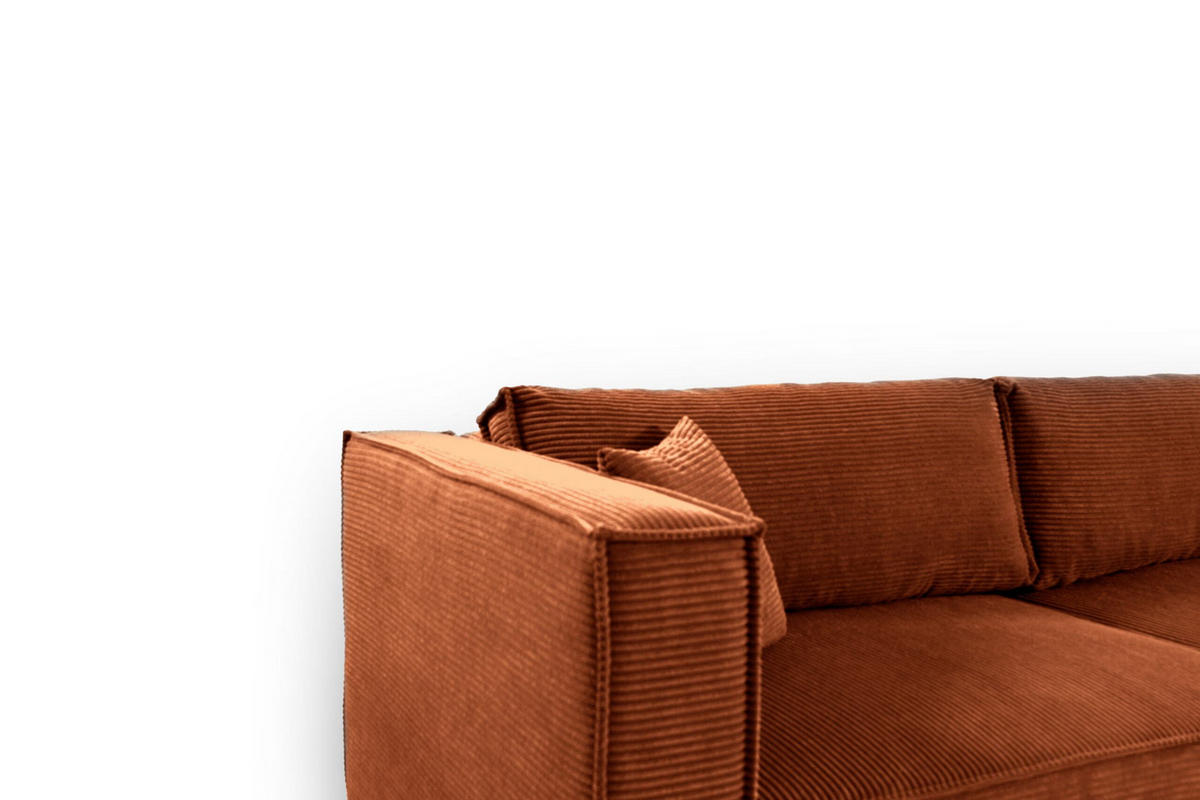 ECKSOFA mit Schlaffunktion Cord Kupfer - Orange, Textil (245/148cm) - Furnisell