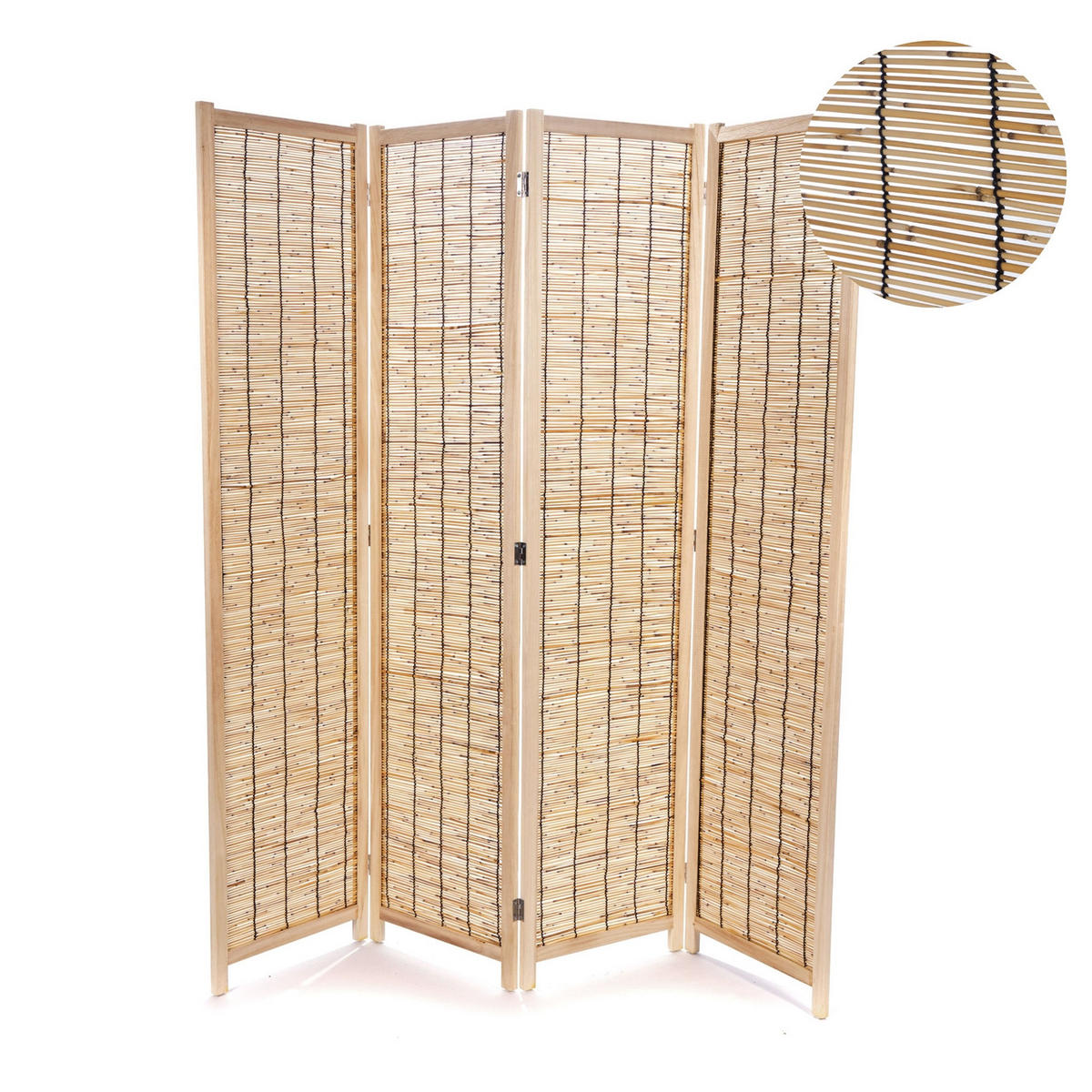 RAUMTEILER Gran Playa 4-teilig Schilfrohr natur - Naturfarben, Holz (160/170/3cm) - CREEDWOOD