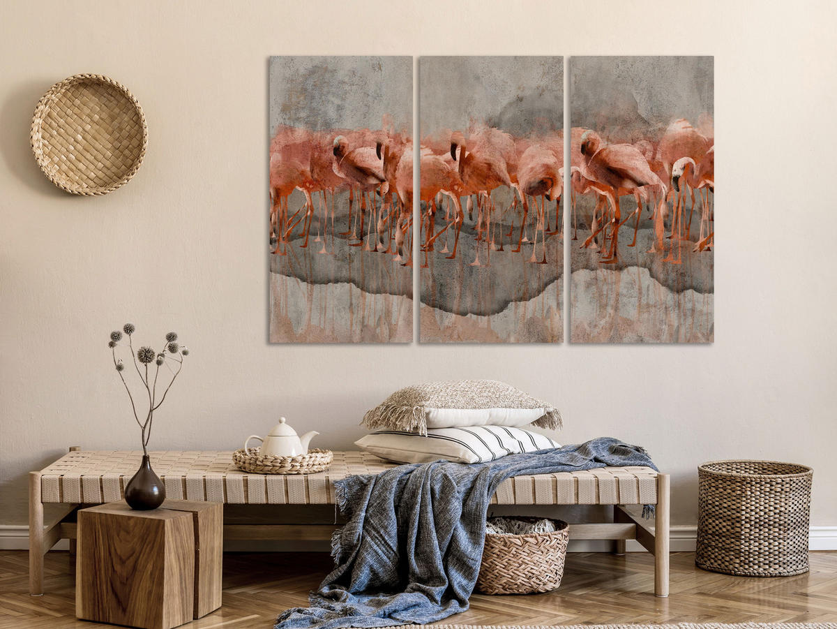 KUNSTDRUCK Grau 90/60 cm - Pink/Grau, Textil (90/60cm) - KUNSTLOFT