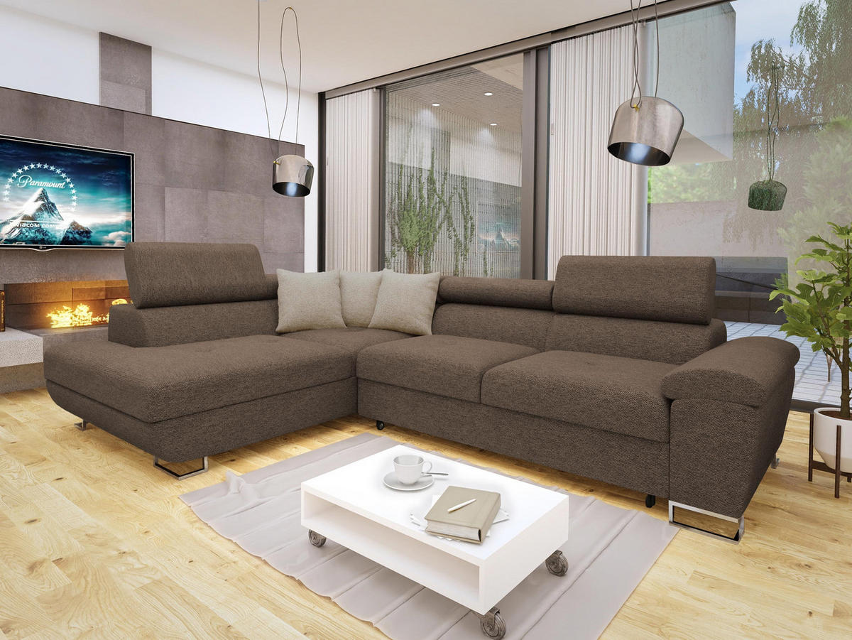 ECKSOFA Cotere, Seite: Links - Braun, Holz/Textil (270/202cm) - MIRJAN24