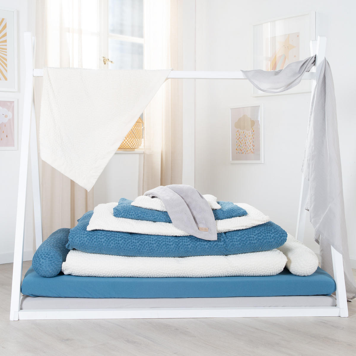 BABYBETTWÄSCHE 100x135 cm Seashells indigo - Blau, Textil (100/135cm) - Roba
