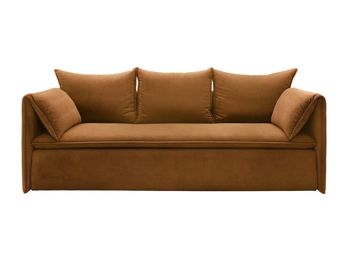 SOFA 3-Sitzer - Mit Schlaffunktion - Feincord - Terracotta - TEODORA - Braun, Textil (218/89/105cm) - Vente-Unique