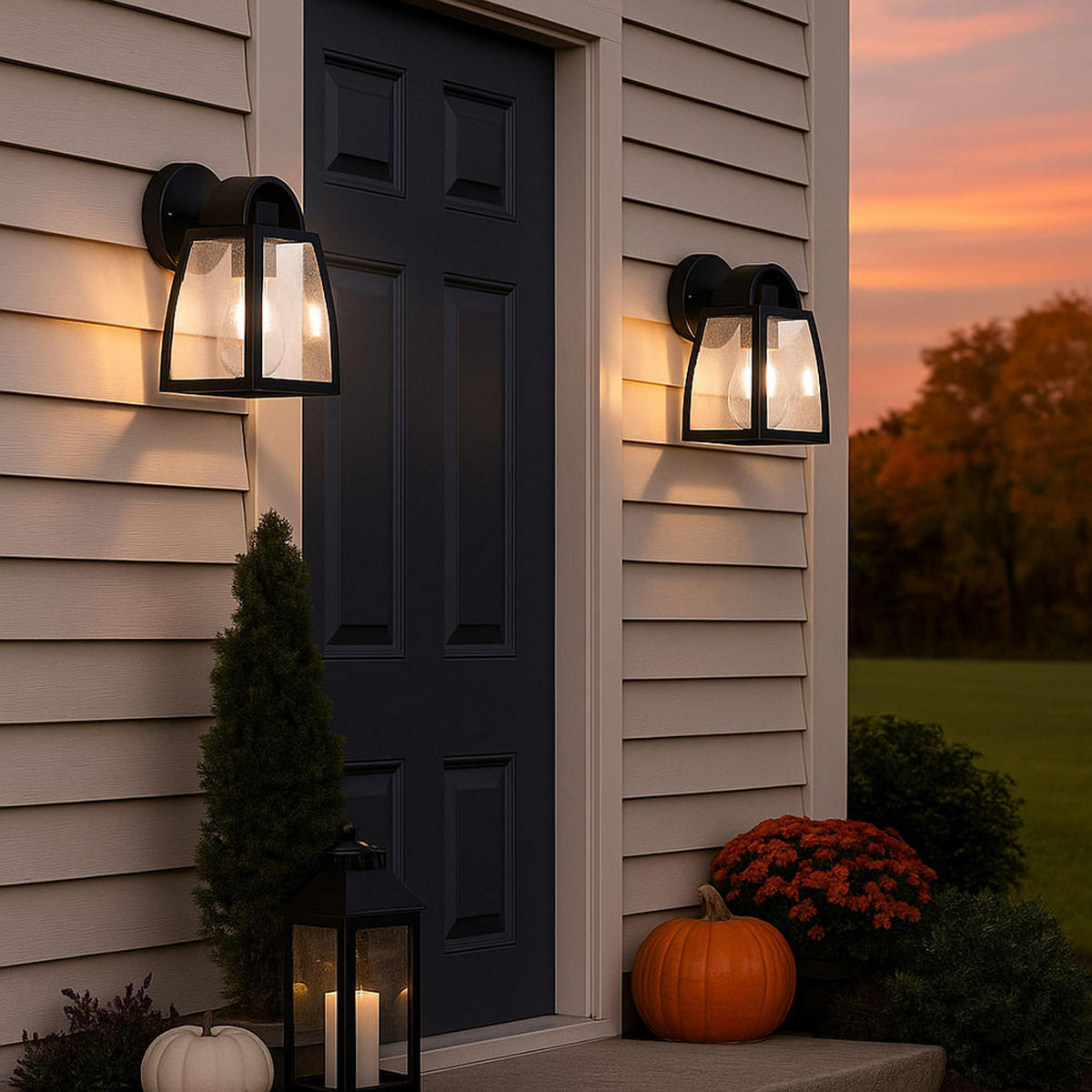 LED AUSSEN WANDLEUCHTE ALU Glas Schwarz 2er Set - Schwarz, Glas (20/12/12cm)