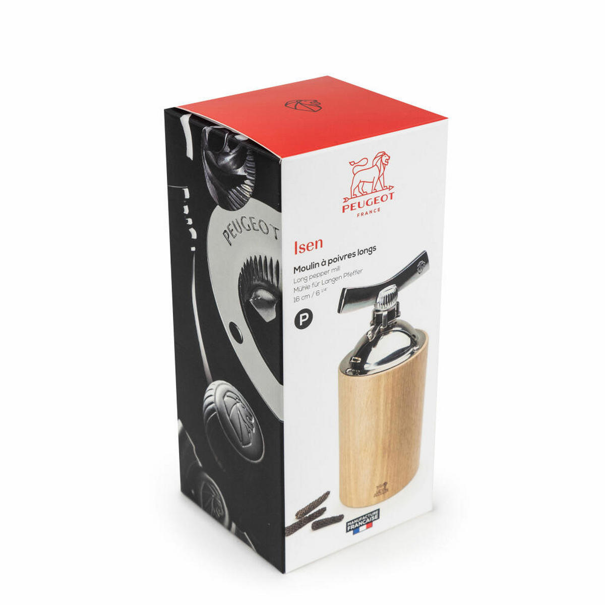 PFEFFERMÜHLE Isen 16cm für Langpfeffer Buchenholz Natur Stahlmahlwerk - Braun, Holz (7.7/16/7.7cm) - PEUGEOT