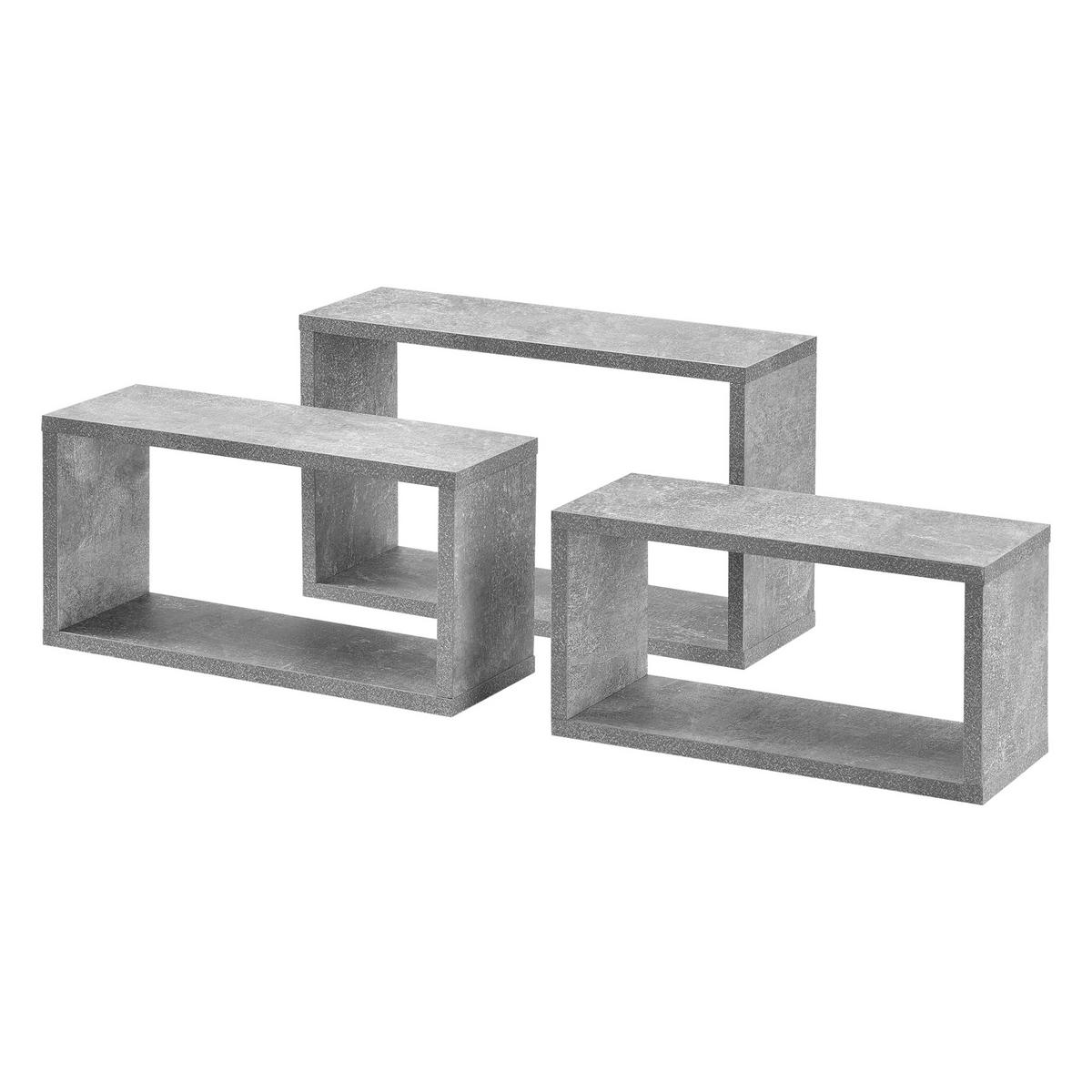 WANDREGAL-SET 3 TLG. Mandal - Grau, Holzwerkstoff (37/19/14.5cm) - [en.casa]