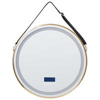 OGLINDĂ DE BAIE CU LED 60/60 cm cu Bluetooth-Lautsprecher aurie Darois - auriu/negru, sticlă (60/60/4cm) - Beliani