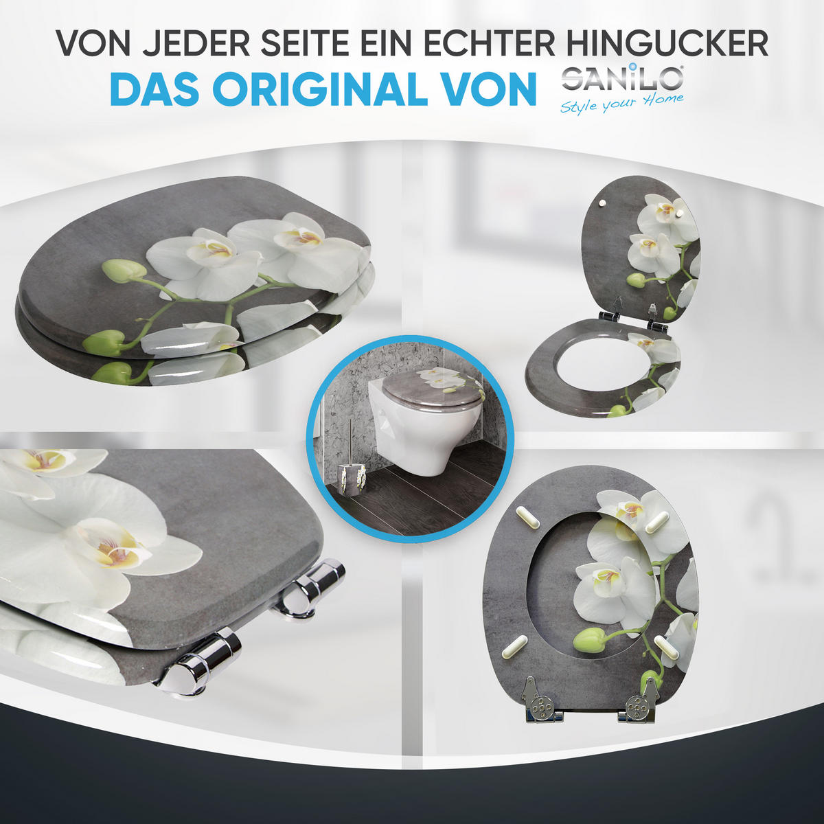 WC-SITZ mit Absenkautomatik Pretty - Grau, Holzwerkstoff (38/6/47cm) - Sanilo