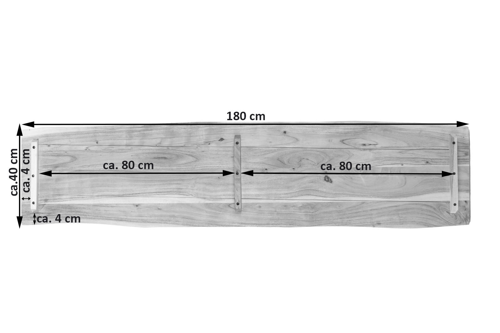 TISCHPLATTE CURTIS - Beige/Naturfarben, Akazienholz/Holz (40/180/3cm) - SAM