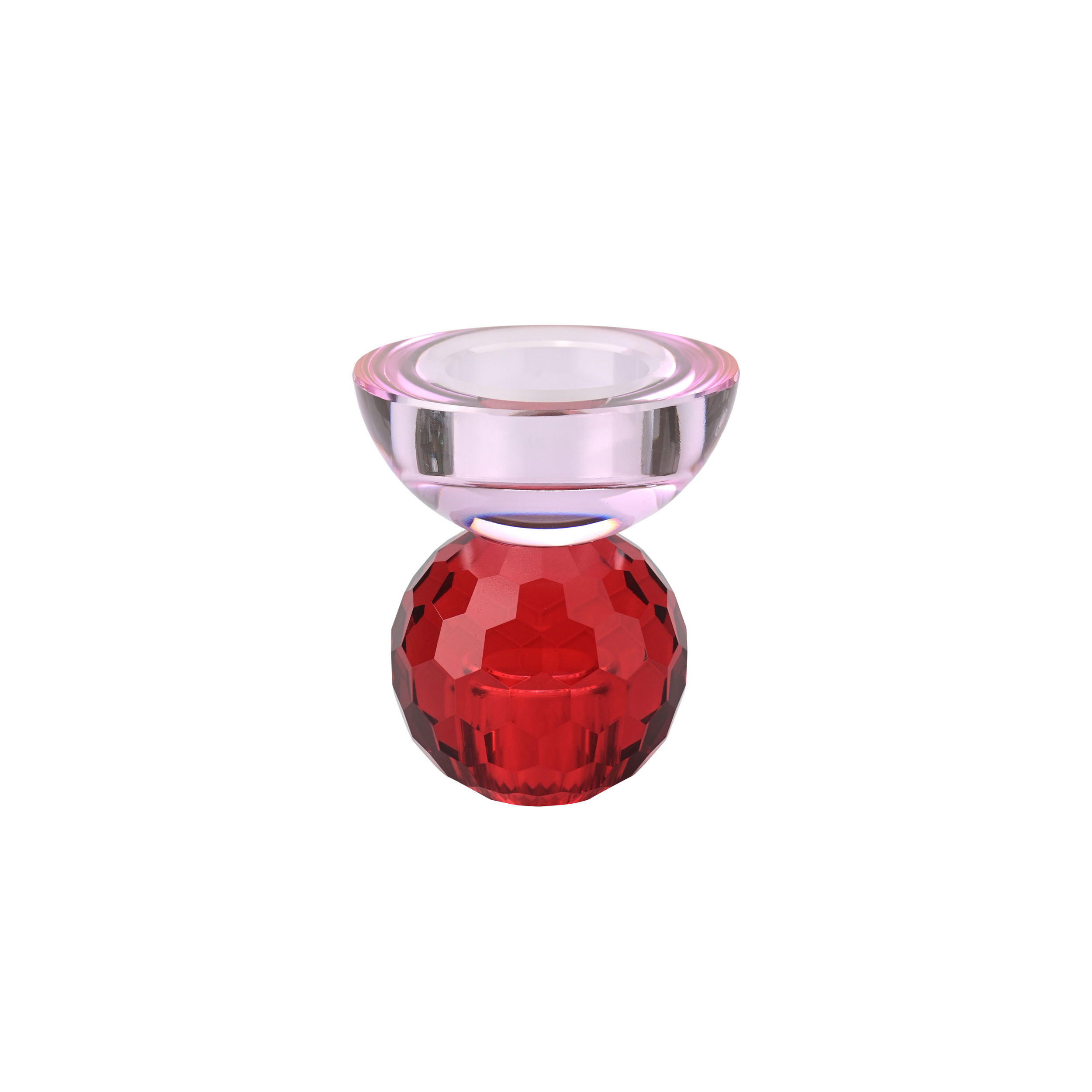 KERZENHALTER Sari Kugel Cabochon, Glas, Rot / Hellrosa, H 9 cm - Rot, Glas (8.5/11.5/8.5cm) - Gift Company