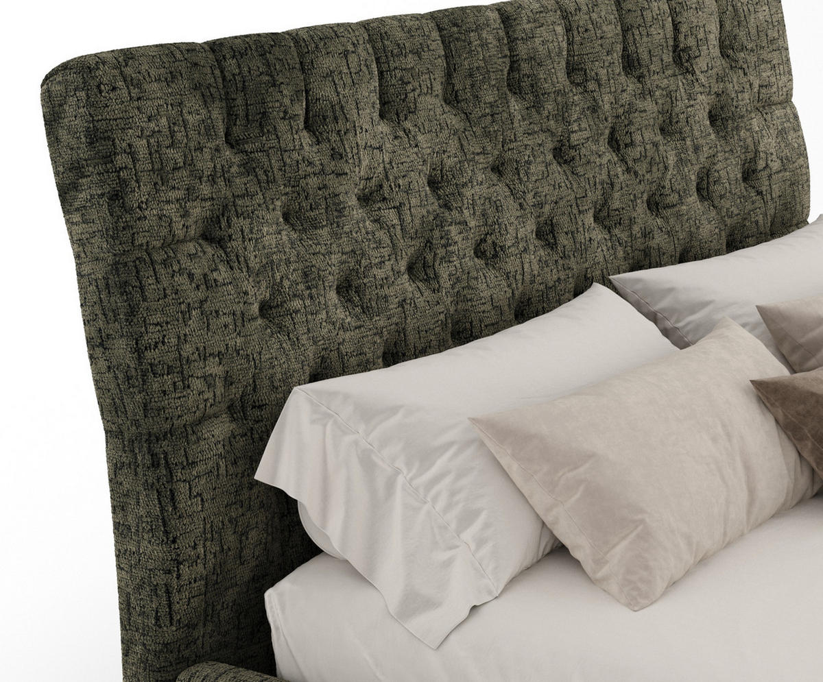 POLSTERBETT Vezzola Olivgrün 120/200 cm im Chenille-Stoff - Naturfarben/Olivgrün, Holz/Holzwerkstoff (120/200cm) - Maison de Reve