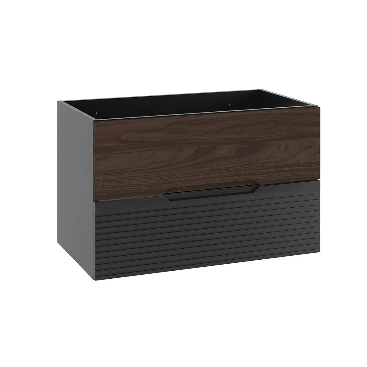 WASCHTISCHUNTERSCHRANK 80cm Sylla Schwarz und Holz - Schwarz, Holzwerkstoff (80/50/45.8cm) - Petits-meubles
