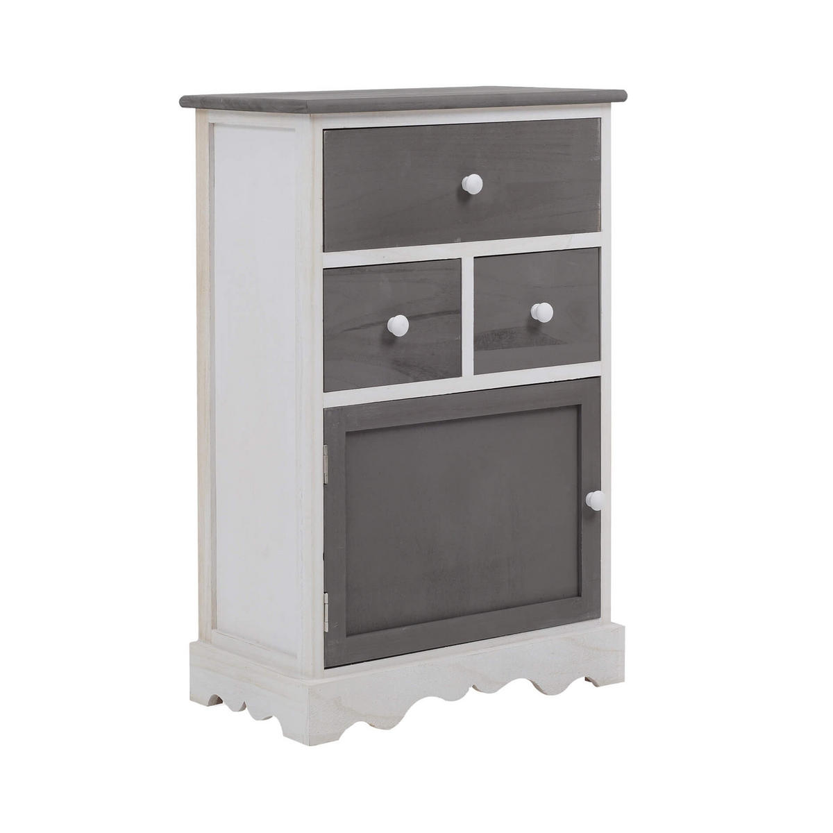 KOMMODE Weiß Grau30/47/72 cm - Weiß, Holz (30/72/47cm) - Mobili Rebecca