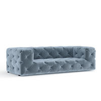 3-SITZER-SOFA Cosimo Blau Grau Samtstoff - Blaugrau/Schwarz, Holz/Holzwerkstoff (230/71/100cm) - Maison de Reve