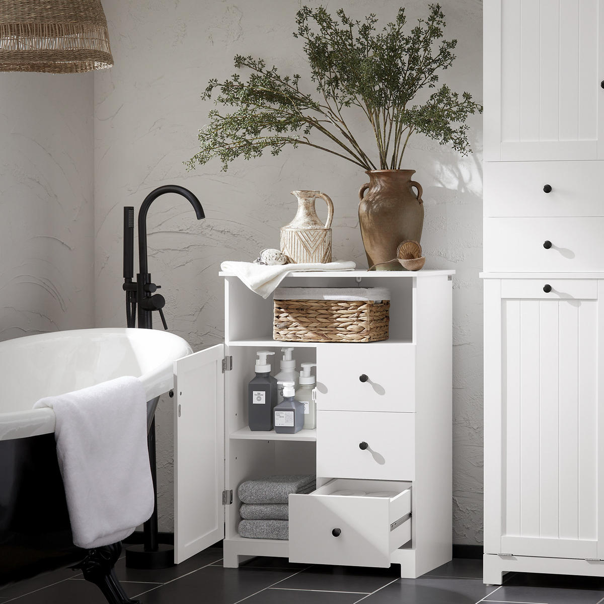 BADEZIMMERSCHRANK Weiß - Weiß, Holzwerkstoff (60/86/33cm) - SoBuy