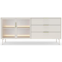 SIDEBOARD Lumi 2-türig mit Glasfronten Kaschmirgrau 181 cm - Taupe/Goldfarben, Holzwerkstoff/Metall (181.3/82.6/39.3cm) - Selsey