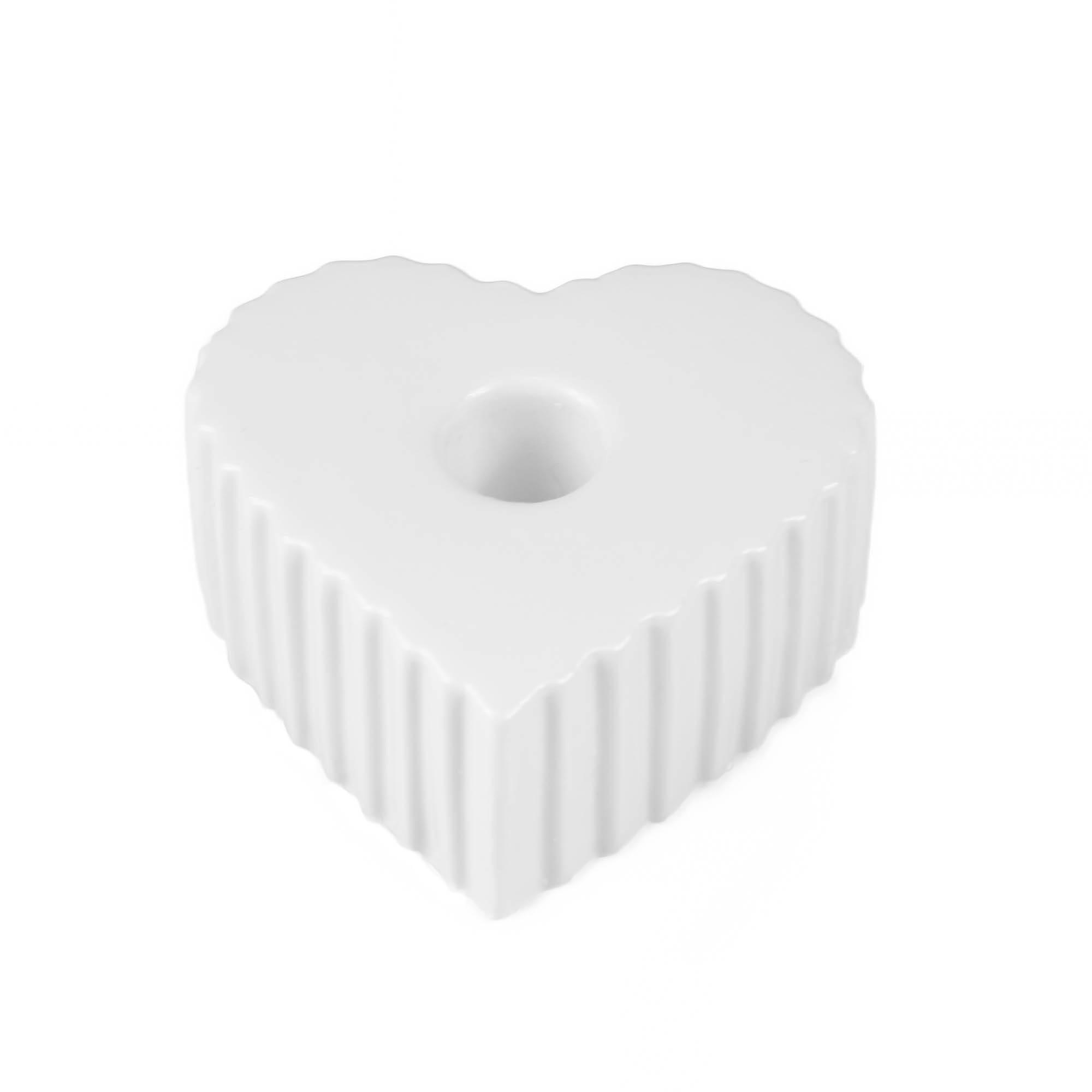 KERZENHALTER Anima Herzform 4/9 cm - Weiß, Keramik (8/4/9cm) - Boltze Home