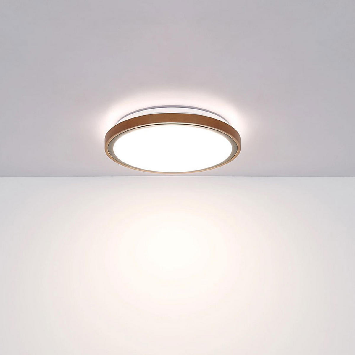 LED DECKENLEUCHTE BRUNO Aluminium Braun - Braun, Holz (38/38/9.5cm) - Globo Lighting