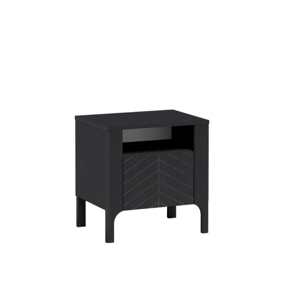 NACHTTISCH Lumi Schwarz - Schwarz, Holzwerkstoff (54/57/41cm) - Bettso