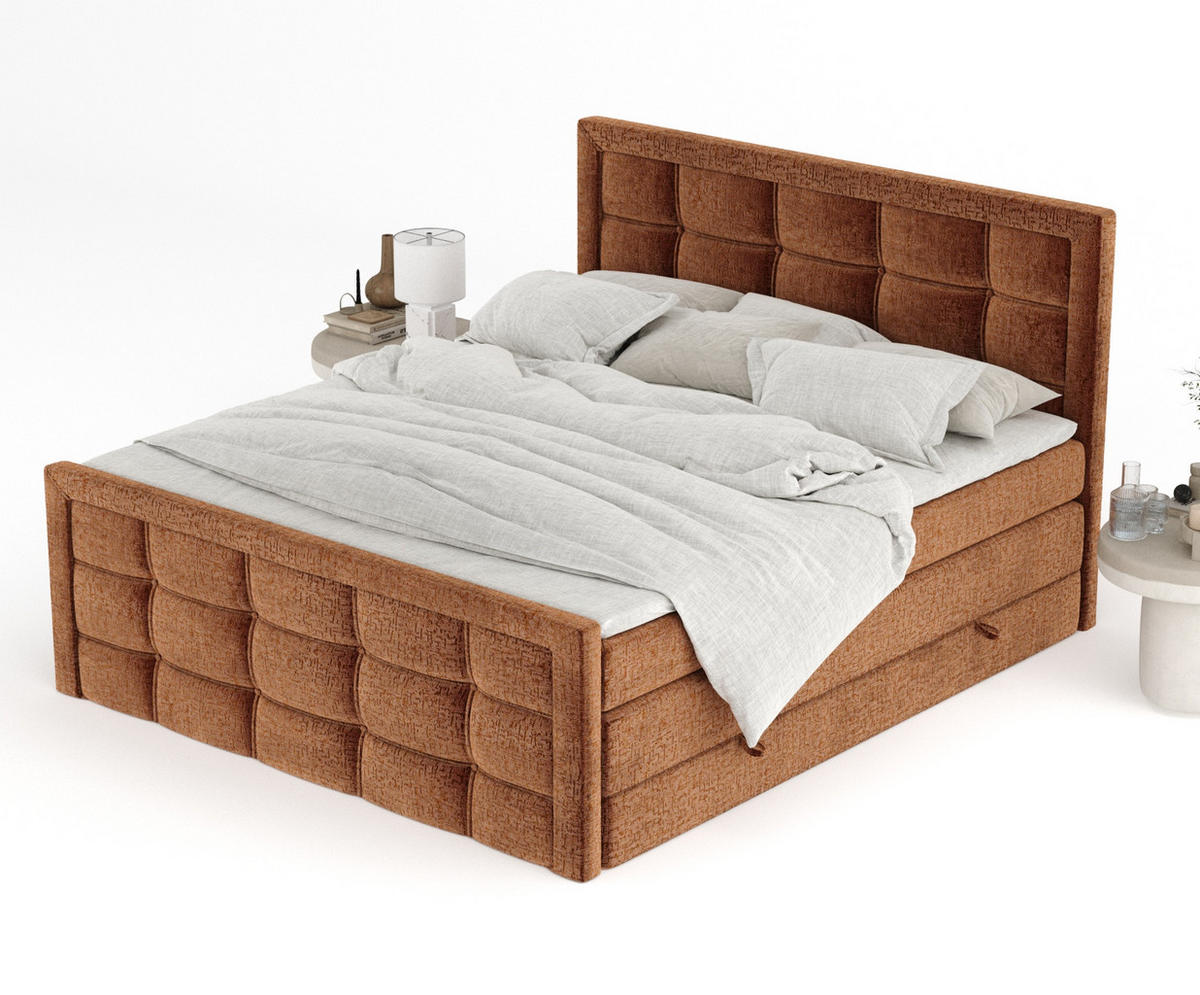 BOXSPRINGBETT Ambrosia Kupferfarbe 200/200 cm - Schwarz/Kupferfarben, Holz/Holzwerkstoff (200/200cm) - Maison de Reve