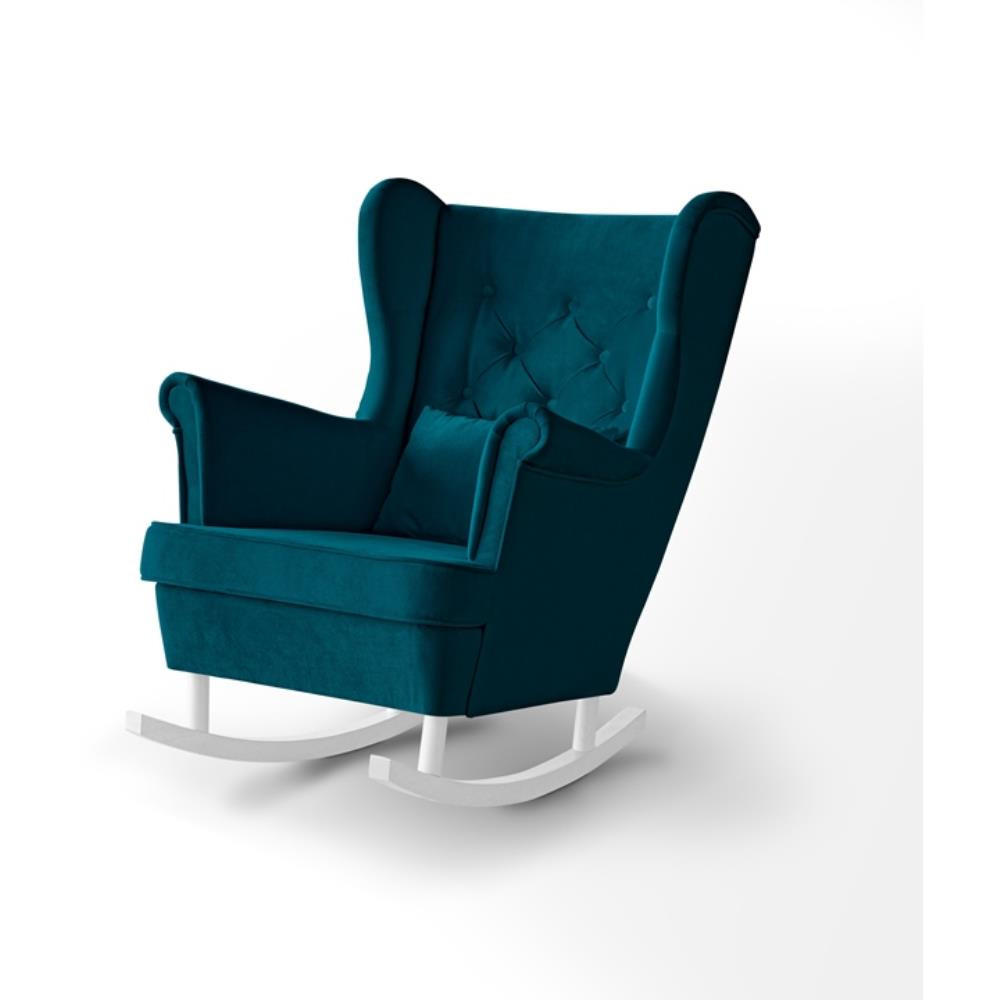 SCHAUKELSTUHL Fabio türkis mit Weiß Beinen - Türkis/Weiß, Textil (82/103/108cm) - Beautysofa