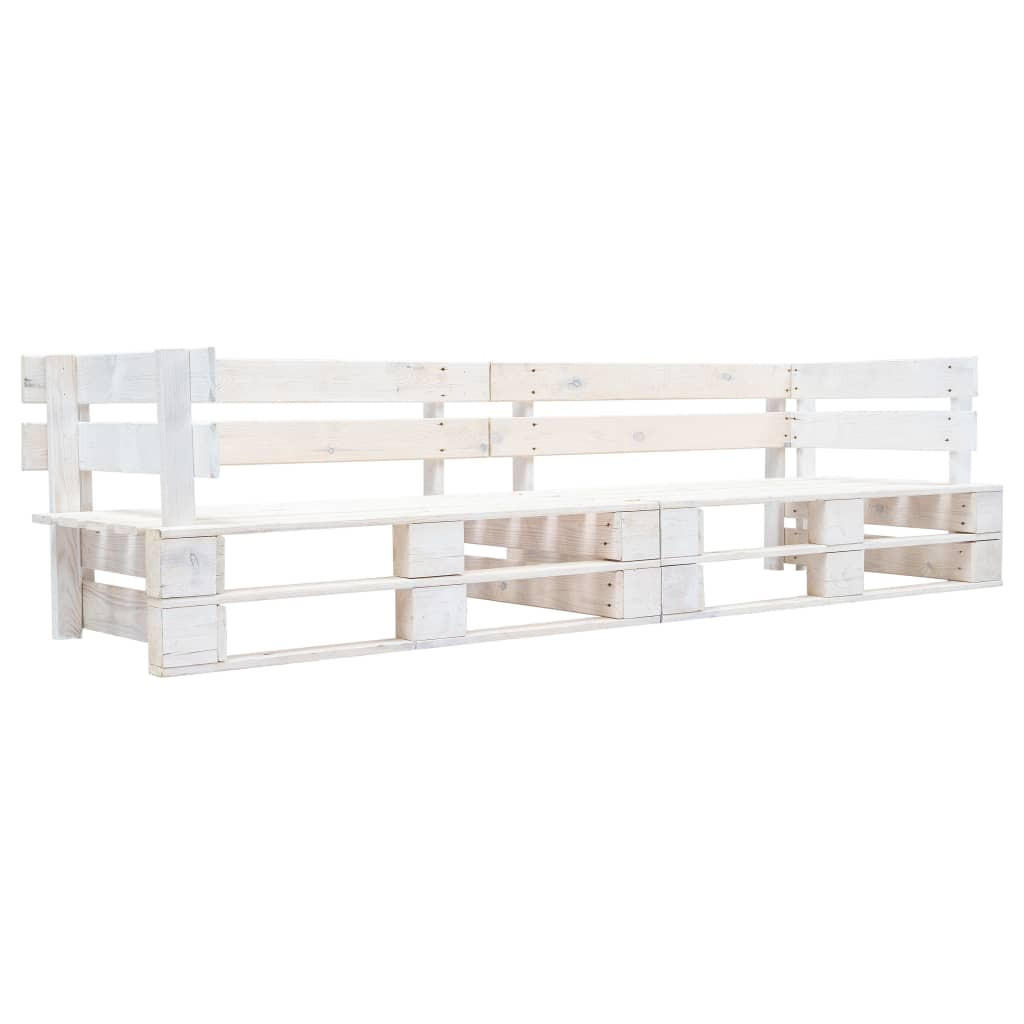 GARTEN-PALETTENSOFA 2-Sitzer Weiß Holz - Weiß, Holz (220/55/66cm)