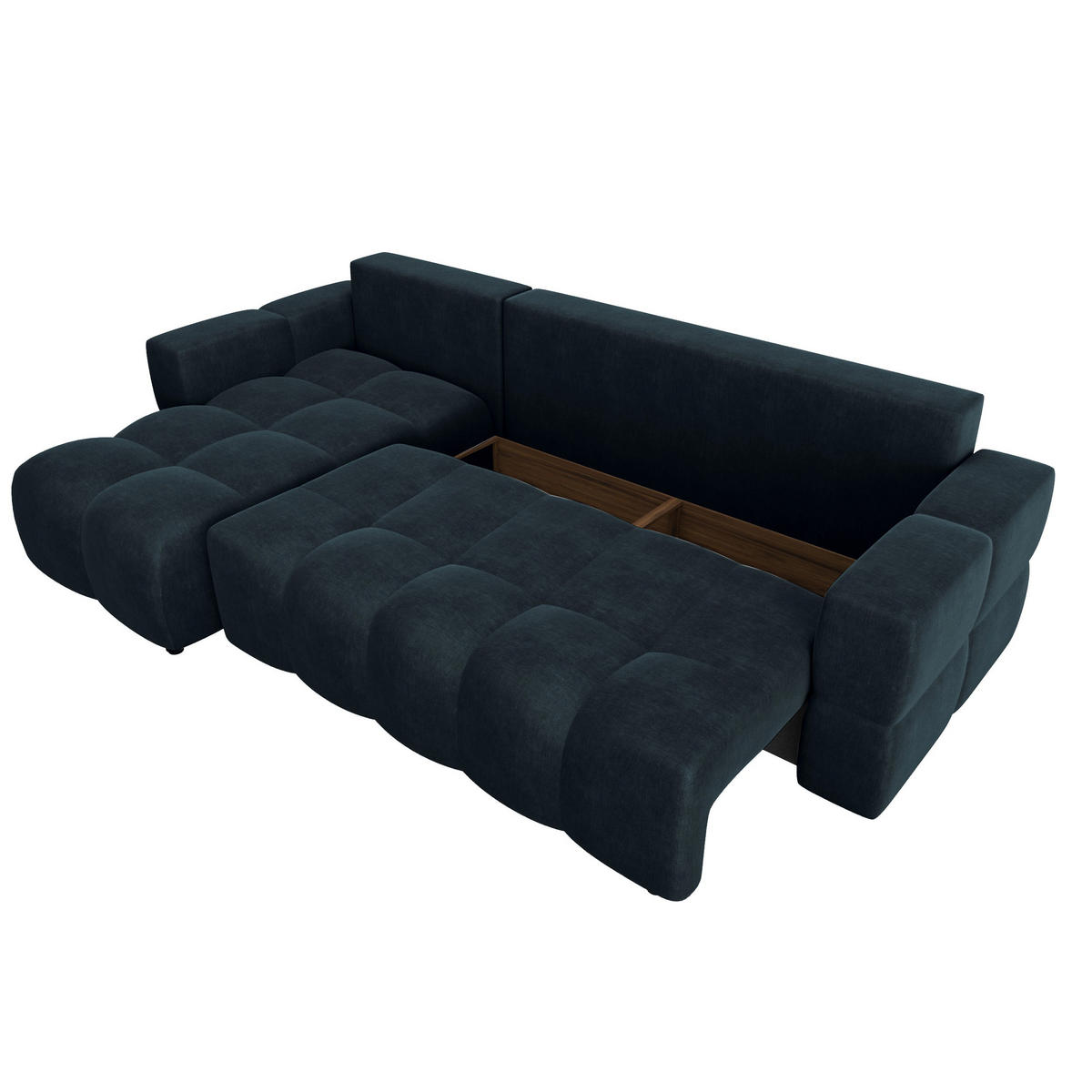 ECKSOFA LINKS Samt Pfauenblau 286cm - Blau/Hellblau, Textil (169/286cm) - Sia Home