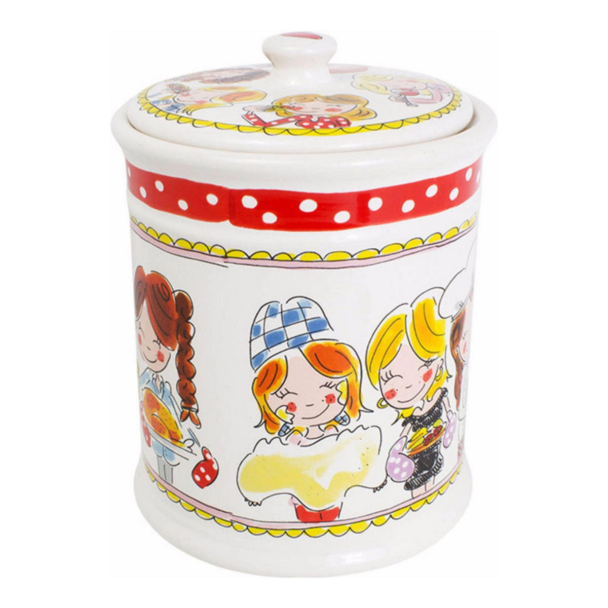 VORRATSDOSE Roter Rand in Bunt - 22,5cm - Multicolor, Keramik (16/22/16cm) - Blond Amsterdam