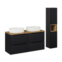 KOUPELNOVÝ NÁBYTEK 120.4cm Riva 2er-Set Černá a dřevěná - černá, kompozitní dřevo (120.4/59/40cm) - Petits-meubles