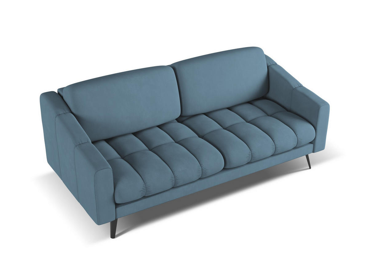3-SITZER SOFA Chenille Stoff Blau - Blau/Blaugrau, Textil/Metall (202/80/95cm) - Makamii