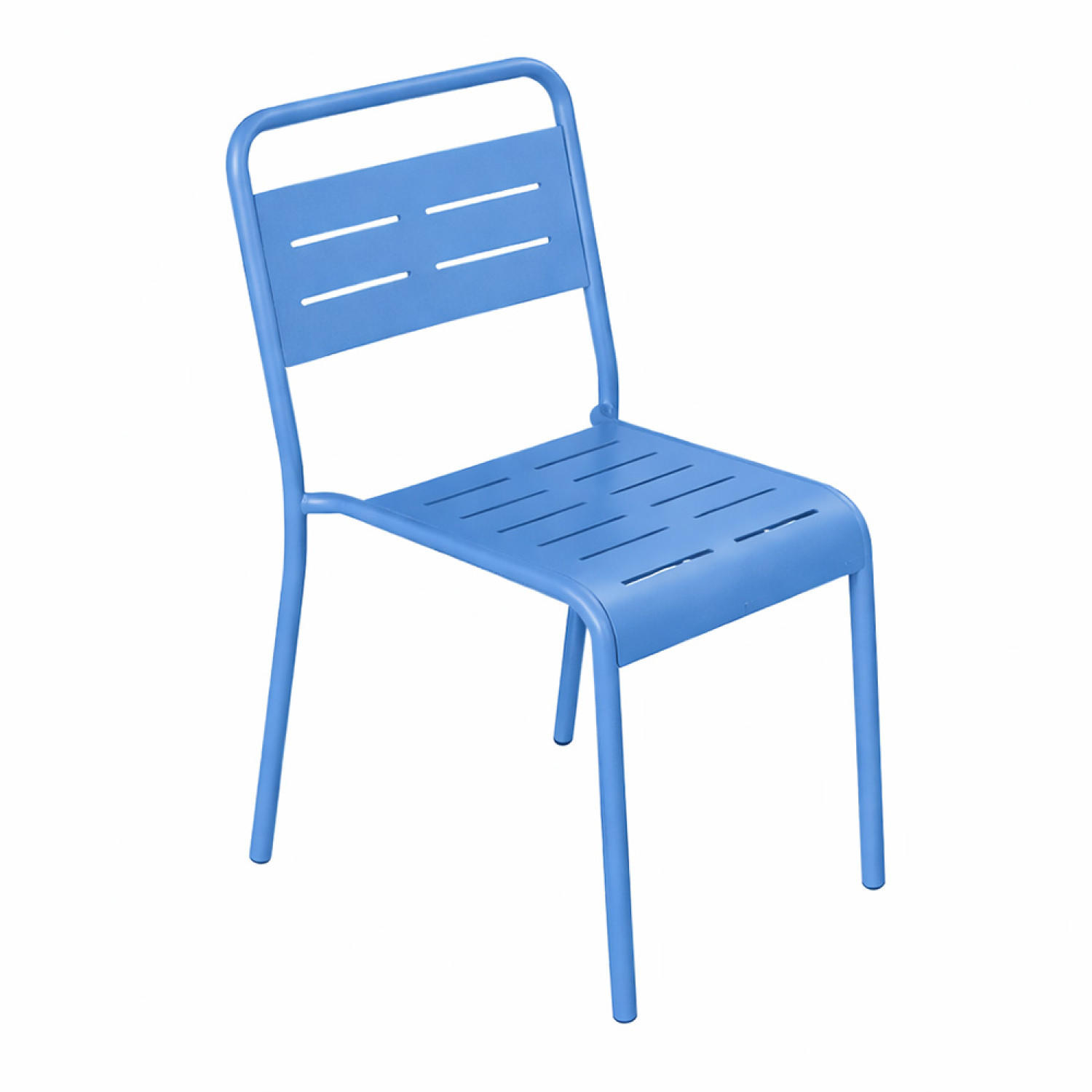 STUHL Bergame Blau 4er-Set - Blau, Metall (59/79/43cm) - Concept Usine
