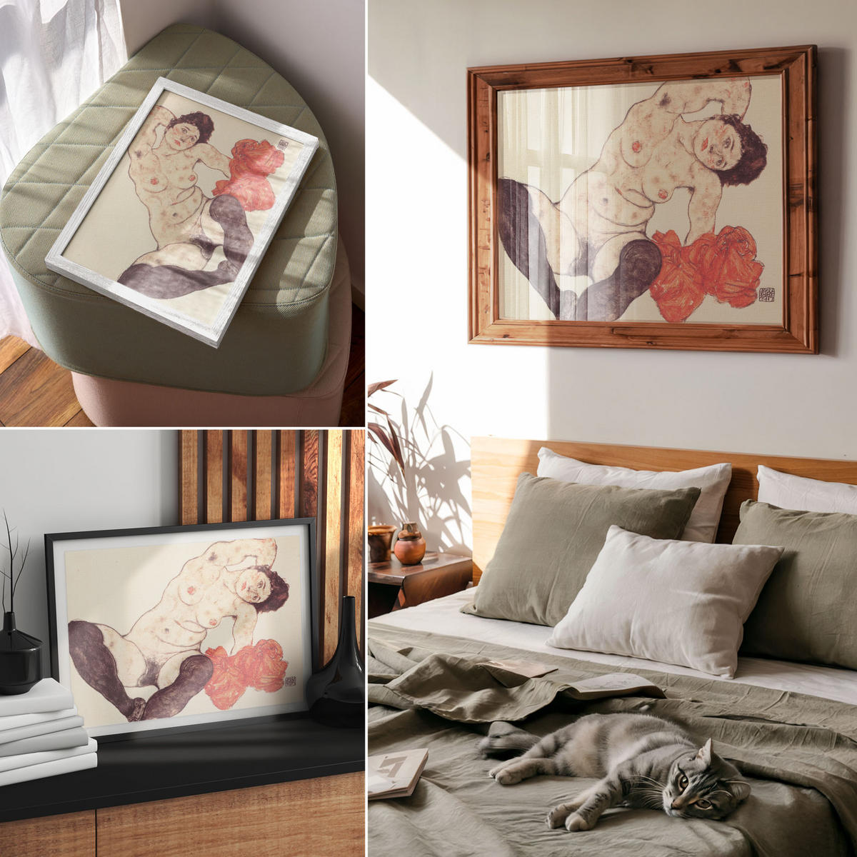 POSTER - 84x59 cm (A1) - Egon Schiele - Weiblicher Akt - Beige, Textil (84/59.4/0.1cm) - TULUP