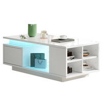 COUCHTISCH 100/50/36 cm mit LED-Beleuchtung, Schublade und seitlichen Ablagefächern, Weiß - Weiß, Holzwerkstoff (100/50/36cm) - Redom