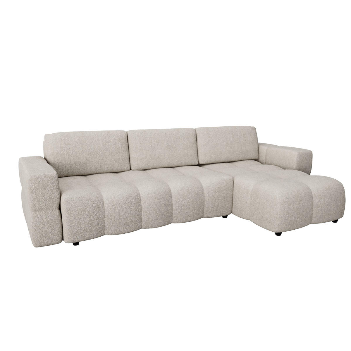 ECKSOFA RECHTS Bouclé-Stoff Beige 286cm - Beige, Textil (286/169cm) - Sia Home