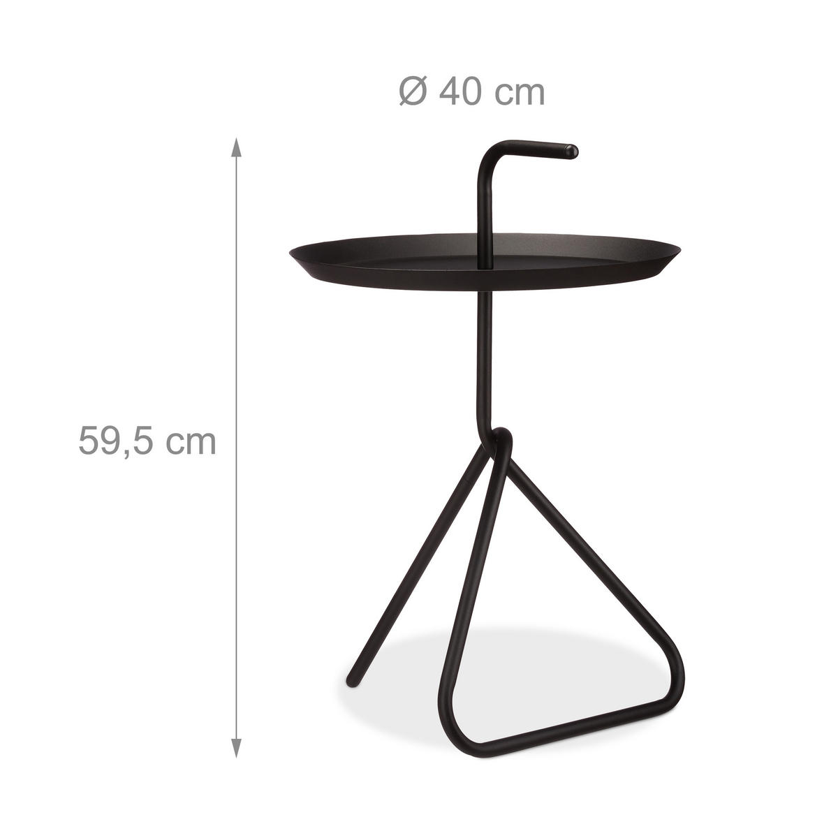 BEISTELLTISCH - Schwarz, Metall (40/40/59.5cm) - Relaxdays