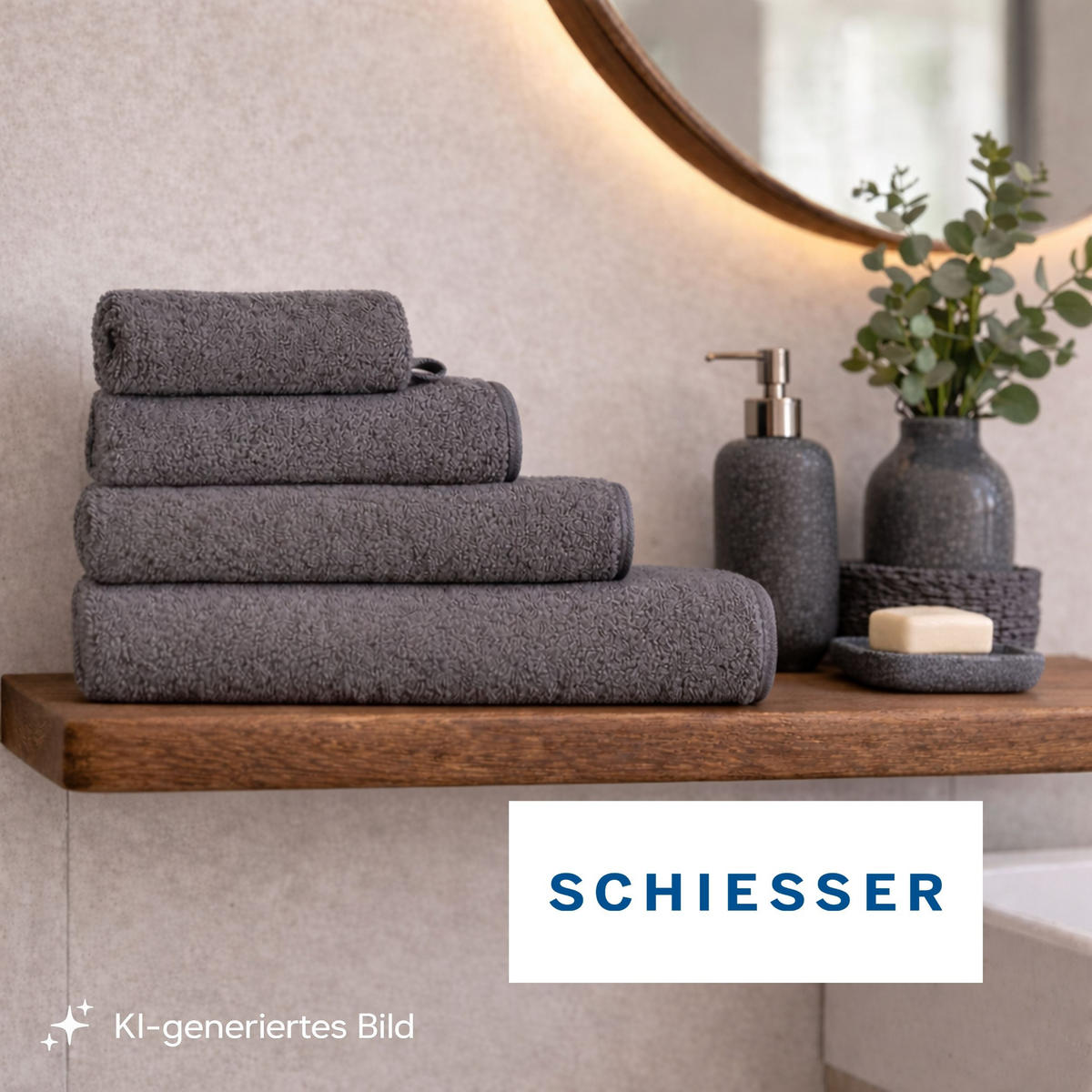 HANDTUCHSET Milano - 4-teilig - 50x100 cm - Dunkelgrau - Dunkelgrau, Textil (50/100cm) - SCHIESSER