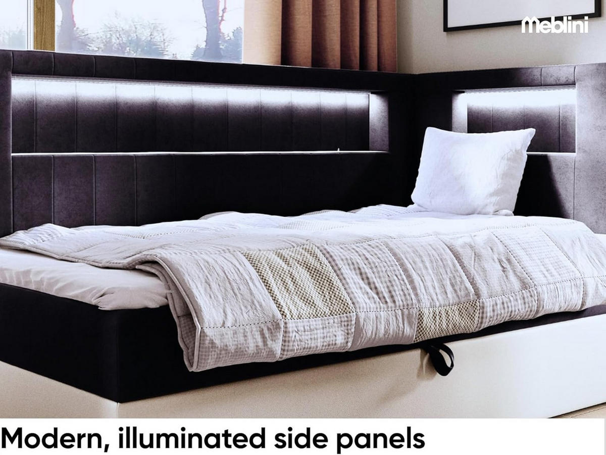 KINDERBETT GARETH 3 - Schwarz/Weiß, Holzwerkstoff (93/212cm) - Meblini