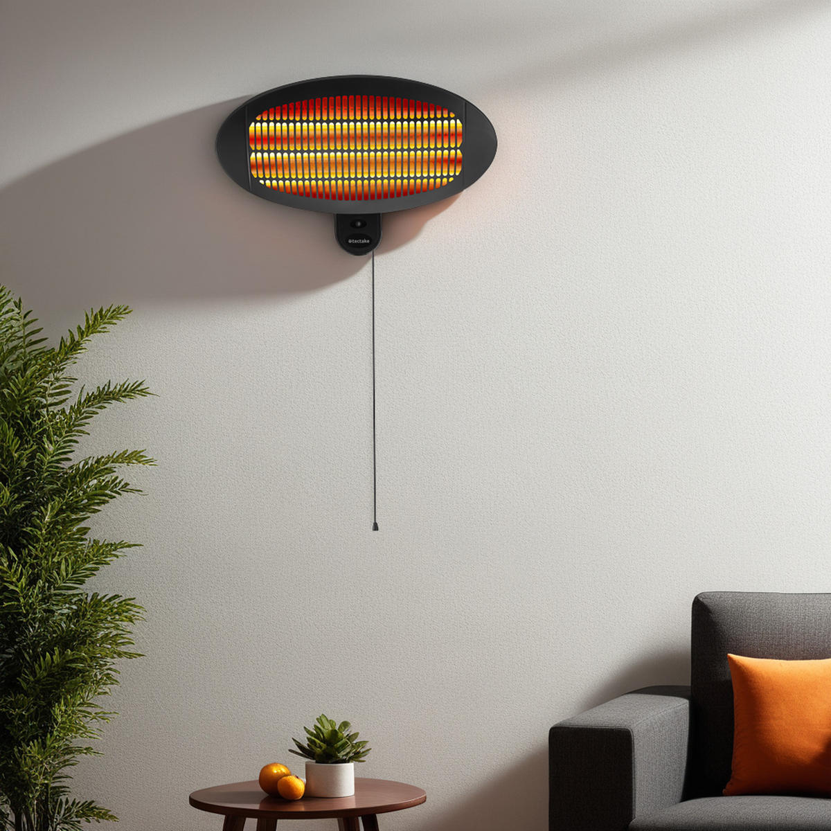 INFRAROTHEIZSTRAHLER Solaris Monolith,Wandmontage möglich, 50 x 50 x 136 - 213 cm,schwarz - Schwarz, Metall (50/133.5/49cm) - tectake