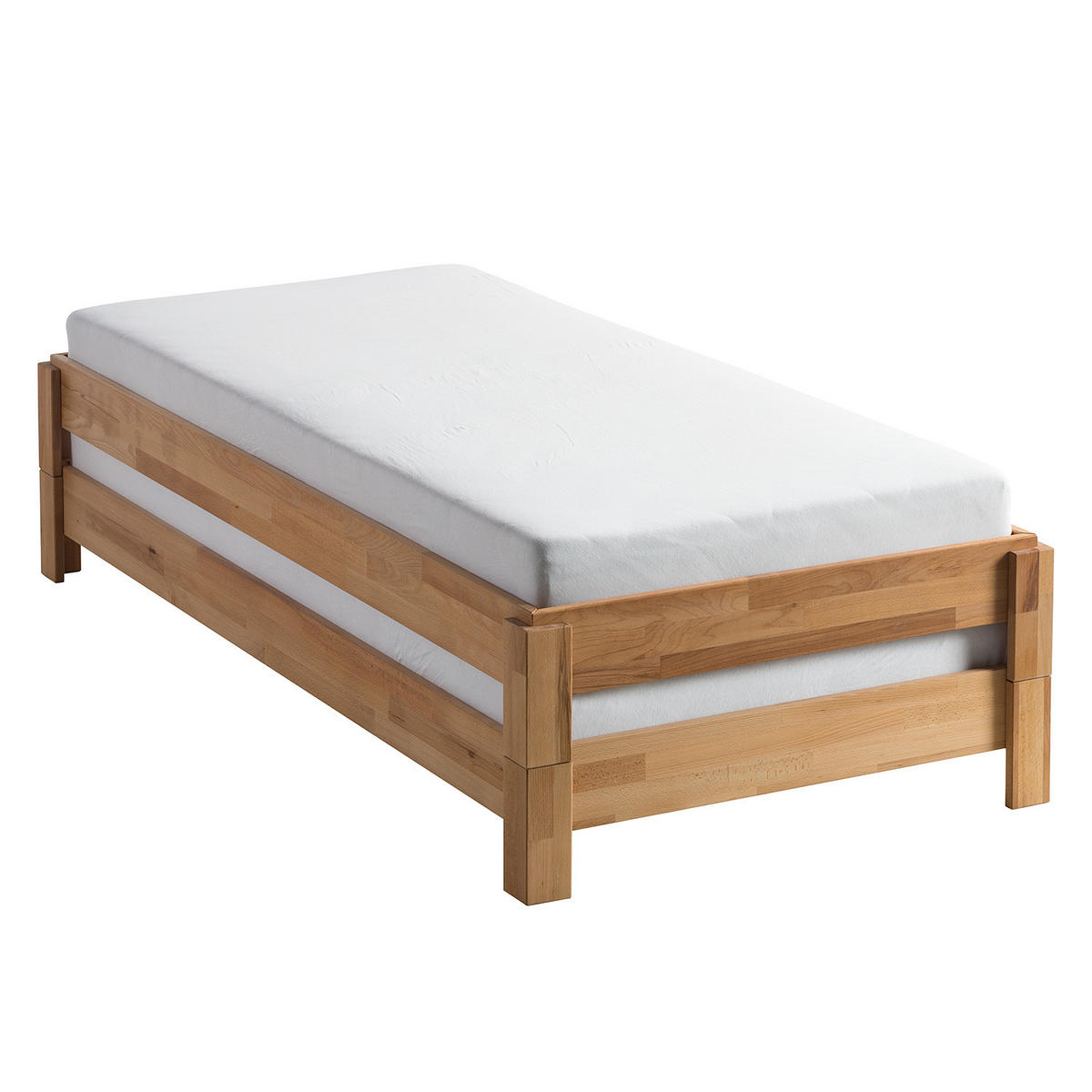 STAPELBETT - Buche massiv - 2er-Set - Buchefarben, Holz (90/200cm) - home24