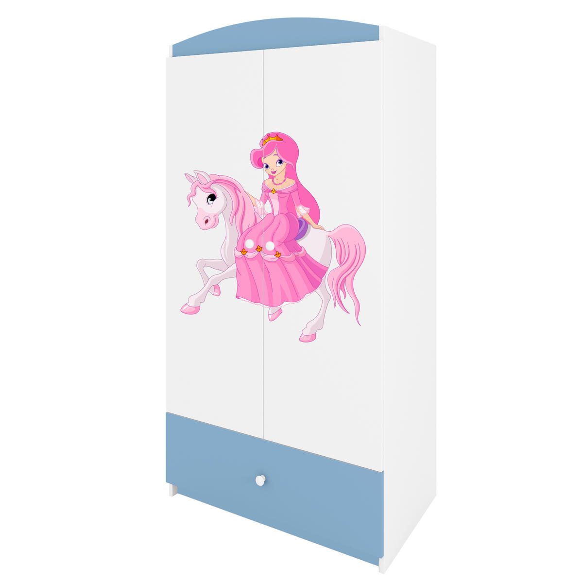 KINDERKLEIDERSCHRANK Prinzessin II - Blau, Holzwerkstoff (90/175/52cm) - RAUMHIRSCH FURNITURE