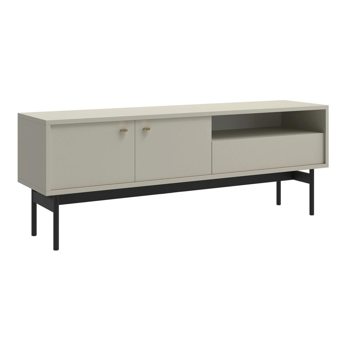 TV-STOLEK Olar II Greige 154 cm - černá/zlatá, kov/kompozitní dřevo (154/56.6/38cm) - Selsey