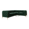 ECKSOFA Chesterfield Lexi Flasche Grün Samt, Ottomane rechts - Smaragdgrün/Goldfarben, Holz/Textil (264/204cm) - S-Style Möbel