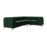 ECKSOFA Chesterfield Lexi Flasche Grün Samt, Ottomane rechts - Smaragdgrün/Goldfarben, Holz/Textil (264/204cm) - S-Style Möbel