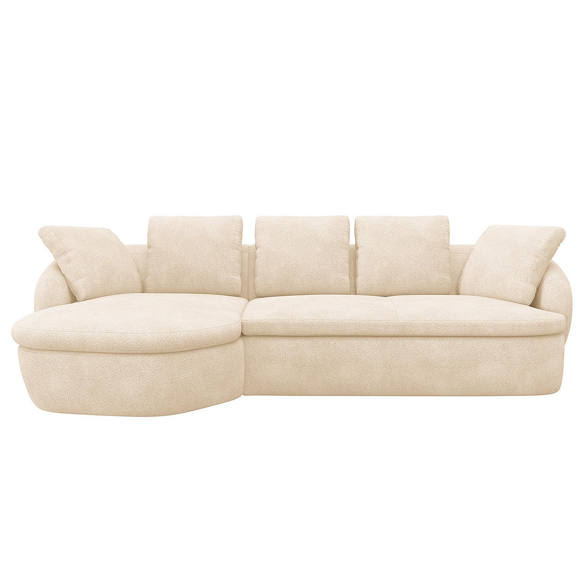 ECKSOFA mit Longchair - Beige/Schwarz, Kunststoff/Textil (276/146cm) - home24