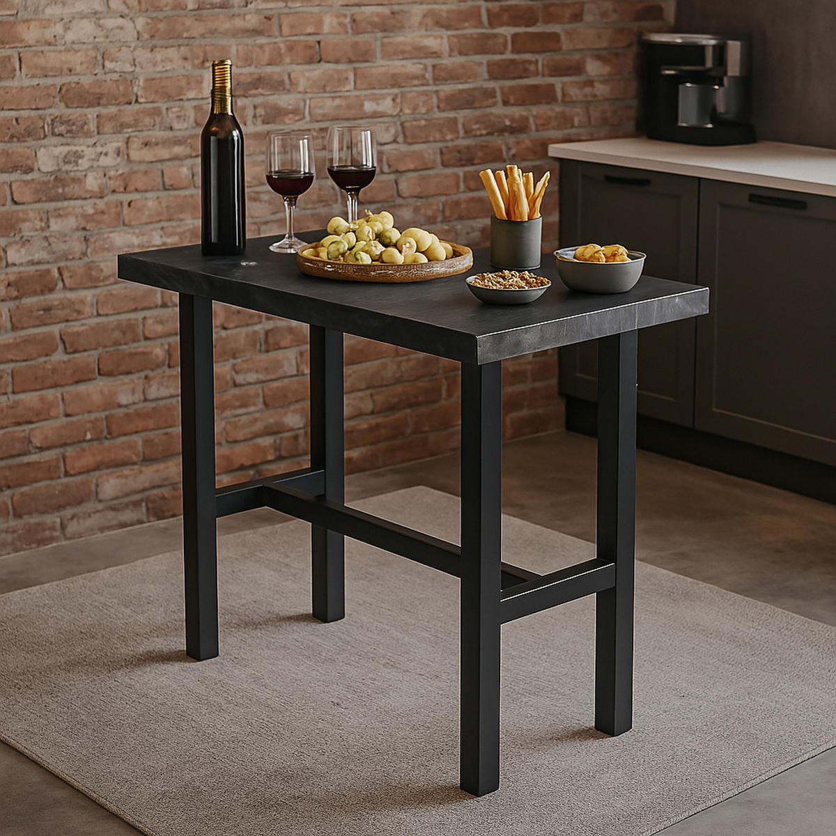 BARTISCH LOTTE 120/60/105 cm - Anthrazit/Schwarz, Holzwerkstoff/Metall (60/120/105cm) - DUBI Möbel