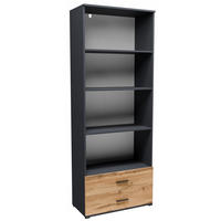 BÜCHERREGAL CR3-ST4 Graphit-Wotan Eiche 69/34/180 cm - Eiche Wotan/Graphitfarben, Holzwerkstoff (69/180/34cm)